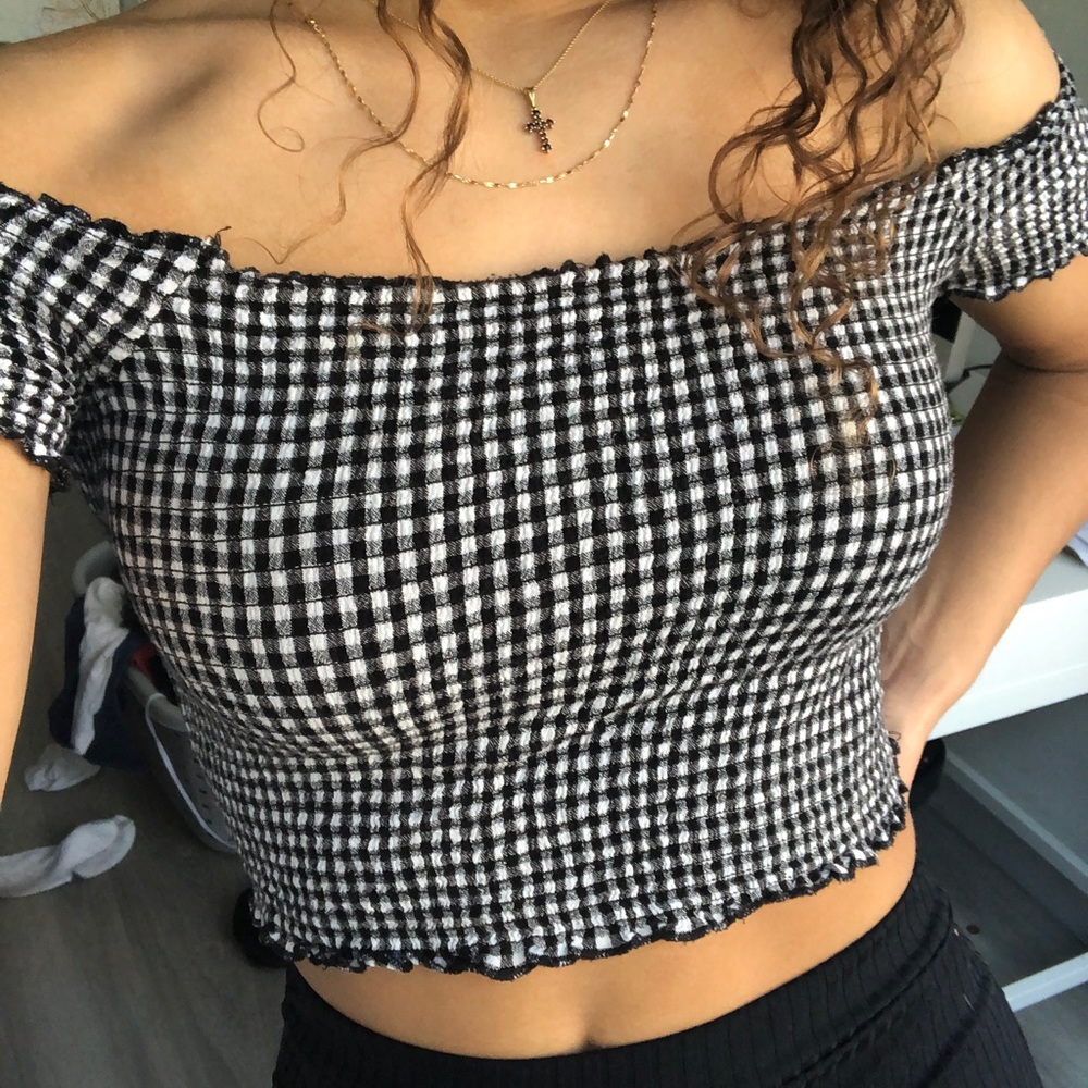 Off the shoulder cropped top